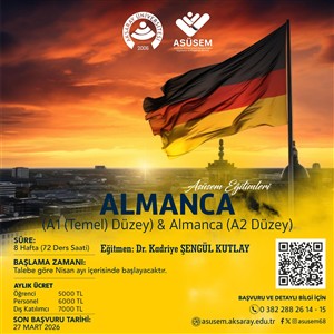 Almanca A1 ve A2 Düzey Sertifika Programı 